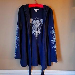 Navy blue tie hoodie